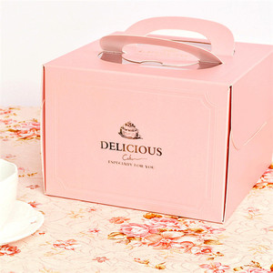Wholesale high quality colorful paper cake box, custom cake packaging with handle