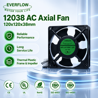 Ventilateur de refroidissement pour armoires réseau Everflow haute vitesse et grand débit d'air (CFM) AC 12038 120x120x38mm 115V 220V 380V, ventilateur AC à branchement direct