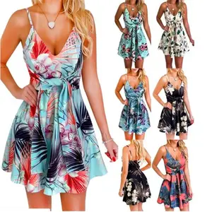 Vestido de verano largo de gasa con estampado Floral, talla grande 5XL