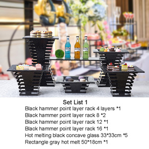 Présentoir buffet moderne avec finition en acier inoxydable pour les desserts, les gâteaux et les salades lors d'événements haut de gamme - Product Image 5