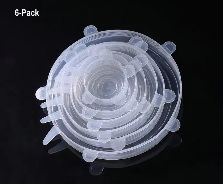 Penutup bungkus makanan silikon kelas makanan dapat digunakan kembali Film lengket tutup silikon Universal untuk mangkuk silikon peregangan tutup