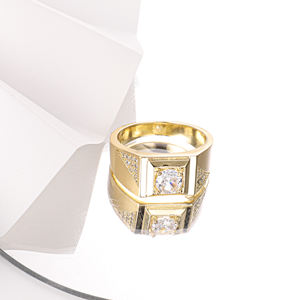 Bijoux fantaisie vente en gros <span class=keywords><strong>de</strong></span> cuivre laiton zircone diamant mariage fiançailles anillo 14k plaqué or homme garçons bagues pour hommes - Product Image 6