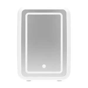 Masaüstü sıcak soğuk ısınma soğutma özel Logo taşınabilir 8L ön ekran dahili LED ile cam kapi Mini buzdolabı