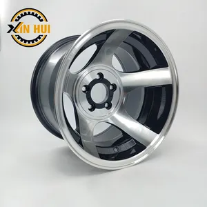 XingHui W3045 15 inç 4x4 tüv tekerlek 114.3-pcd 7pcd 15x10J jant-45 mm ofset 5 siyah makine yüzü ile konuştu