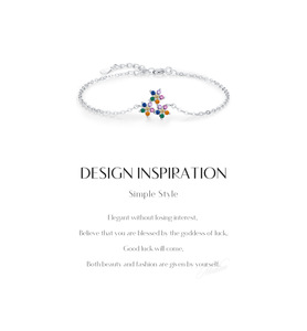 S925 Silver Flower <b>Bracelet</b> With Multicolor Crystal Claw Setting Chain Link Women's Everyday Wear Jewelry - Product Image 6