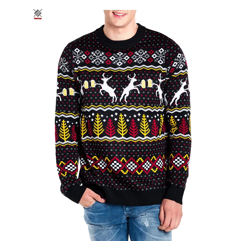 Pull d'hiver tricoté de haute qualité pour hommes moche joyeux vente en gros pull de noël unisexe à tricoter