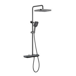 Digital Display Brass <b>Shower</b> Set With Ambient Lighting Temperature <b>Control</b> Modern Rectangle Design For Home Bathroom - Product Image 5