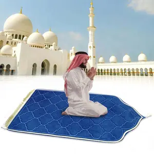 Hot Selling 3D Embossed Foldable Muslim Mat Sejadah Sandar Prayer Rugs With Backrest Tapis De Priere
