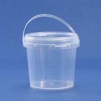 Transparante PP kunststof emmer 1L met handvat, afsluitdeksel, aangepaste logo, grote capaciteit, voor fruit, sap, ijs, yoghurt, melkthee, opbergcontainer
