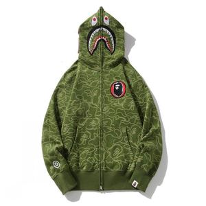Sudadera con Capucha de Camuflaje de Edición Limitada con Diseño de Cabeza de Tiburón para Hombre, Corte Recto Personalizado, Cierre Frontal con Cremallera, Estilo Japonés - Product Image 5