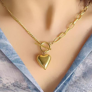 <span class=keywords><strong>Collier</strong></span> en acier inoxydable bijoux en acier inoxydable personnalisés vente en gros délicat <span class=keywords><strong>collier</strong></span> coeur plaqué <span class=keywords><strong>or</strong></span> 18 carats - Product Image 1