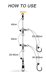 DORISEA Crochet de pêche pivotant à 3 voies avec glissière Double Drop Rig Swivel Swivel Snap Hook for Turn Typing - Product Image 5