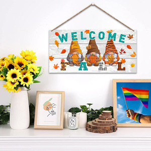 Letrero de bienvenida de madera en stock, decoración de Acción de Gracias, corona de madera, placa para puerta, decoración para ambiente festivo de cosecha. - Product Image 3