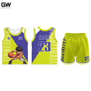 Ensemble d'uniformes <span class=keywords><strong>de</strong></span> <span class=keywords><strong>basket</strong></span>-ball personnalisé grande taille pour enfants Maillot en polyester respirant avec logo imprimé pour <span class=keywords><strong>tenue</strong></span> <span class=keywords><strong>de</strong></span> <span class=keywords><strong>basket</strong></span>-ball d'été - Product Image 3