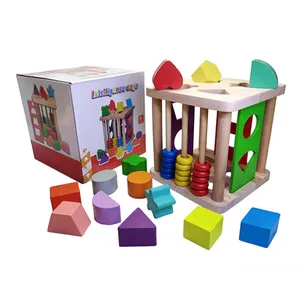 Child Puzzle Learn Train Preschool Education Wooden Toys Building Blocks Intelligence Wise Matching Box Geometric Shape Toys Kid