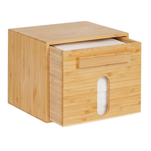 Bamboo Bathroom <b>Storage</b> Box <b>With</b> Drawer Rectangular Wooden Covered Freestanding For <b>Dressing</b> <b>Table</b> Toilet Paper Washcloth - Product Image 5