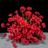 Arrangement floral en soie rouge bordeaux de haute qualité, centre de table de mariage pour décoration de fond d'allée, fleurs artificielles