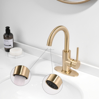 Robinet de cuisine moderne de luxe en acier inoxydable poli, col de cygne haute, mitigeur d'évier à poignée unique avec bonde de vidange intégrée