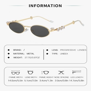 S020 Gafas de Sol Vintage Ovaladas de Moda con Diamantes Estilo Ins para Hombre y Mujer, Novedad de Verano - Product Image 3