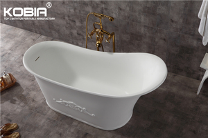 Antiguo bañera respaldo en forma blanco stand alone solid surface piedra resina rollo de baño bañera - Product Image 2