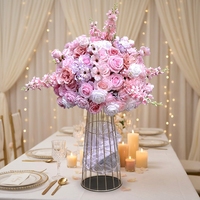 Boule de fleurs en soie rose, arche de roses brodées, décoration de table, fleurs artificielles modernes, scène de mariage