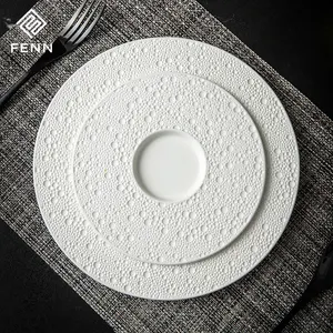 Plato de cena de porcelana para restaurante moderno, vajilla de cerámica para Hotel con superficie Lunar única de nuevo diseño