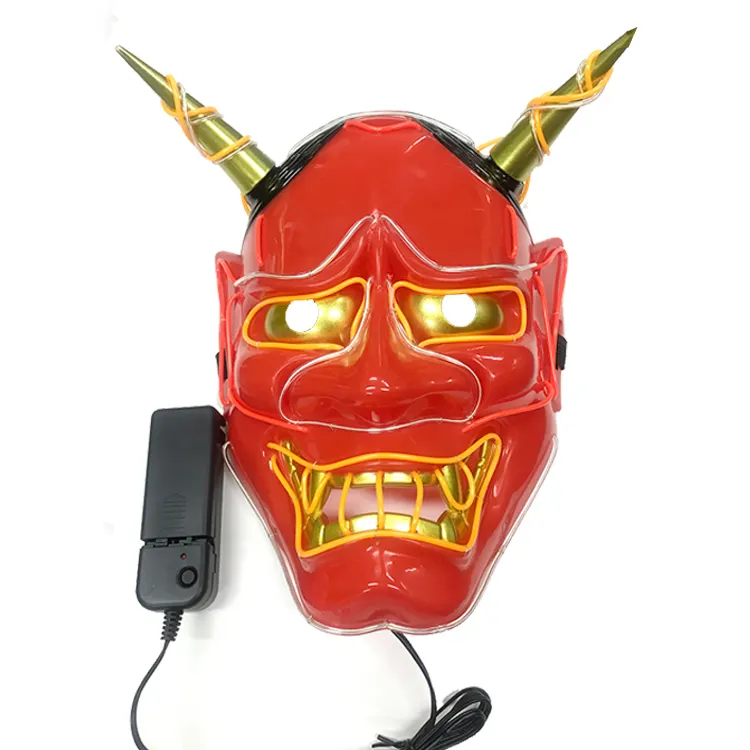 Masker Wajah Kawat Halloween Pria dan Wanita, Produk Pesta Horor Menyala Dalam Gelap Mardi Gras