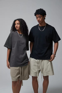 Camiseta Unisex Negra Lisa de Gran Tamaño, 100% Algodón, 230 g/m², Personalizable con Gráficos, para Hombre y Mujer, Manga Corta - Product Image 3