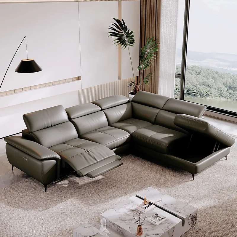 L-förmige eckcouch wohnzimmermöbel China modern geteiltes sofa luxus echtes leder liege sofa-set Divano