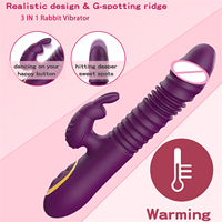 Neuer wiederaufladbarer, wasserdichter, stoßender Rabbit-Vibrator mit Klitoris- und G-Punkt-Stimulation, Heizfunktion und USB-Aufladung für erwachsene Frauen