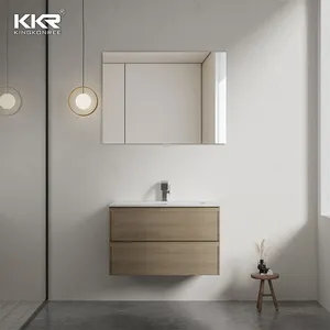Akıllı depolama için çağdaş Elegance entegre lavabo ve katı yüzey Vanity Combo