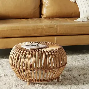 Wholesale eco-friendly rattan garden hand woven handmade rattan coffee table wicker living room decoration interior furniture