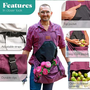 Tablier de jardinage en toile <span class=keywords><strong>pour</strong></span> hommes et femmes, toile utilitaire, pochette de libération de <span class=keywords><strong>kangourou</strong></span> profonde, tablier de jardinage avec poches <span class=keywords><strong>pour</strong></span> femmes et hommes - Product Image 2