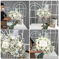 Arrangement de roses en soie, pivoines et lotus pour décoration de table de mariage, 2 pièces, centre de table floral rose et blanc réaliste, ensemble de 2 pièces