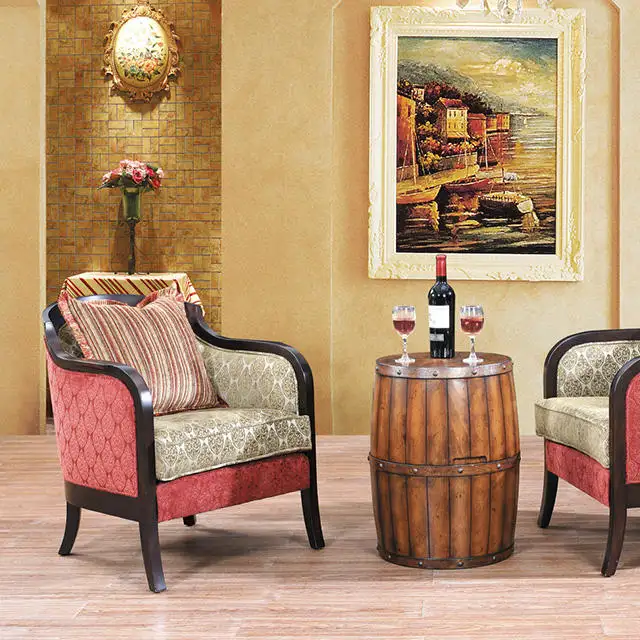 Tavoli da bar in stile botte di vino in stile antico a forma di botte da tavolo in legno massello