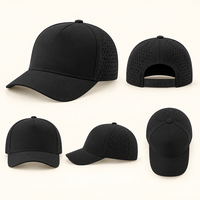 Casquette Snapback perforée au laser, séchage rapide, 5 panneaux, polyester respirant, ajustable, vierge, pour golf, course à pied, activités de plein air, baseball
