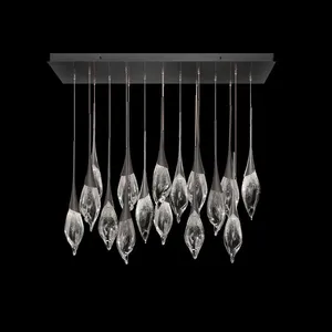 Nouvelle conception, prix d'usine, luminaire suspendu en verre moderne, lustres longs sur mesure <span class=keywords><strong>pour</strong></span> hall d'hôtel, <span class=keywords><strong>pour</strong></span> plafonds bas. - Product Image 2