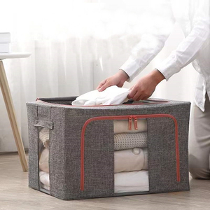 Caja de almacenamiento rectangular apilable de 66L, organizador de contenedores de ropa plegable con ventana transparente y asas de transporte - Product Image 6