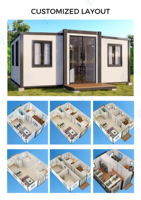 Doston Prefab Luxury Steel Expandable Container Wheels Trailer 2 Chambres Hôtel/École Autonome Alimenté par Énergie Solaire Facile à Assembler