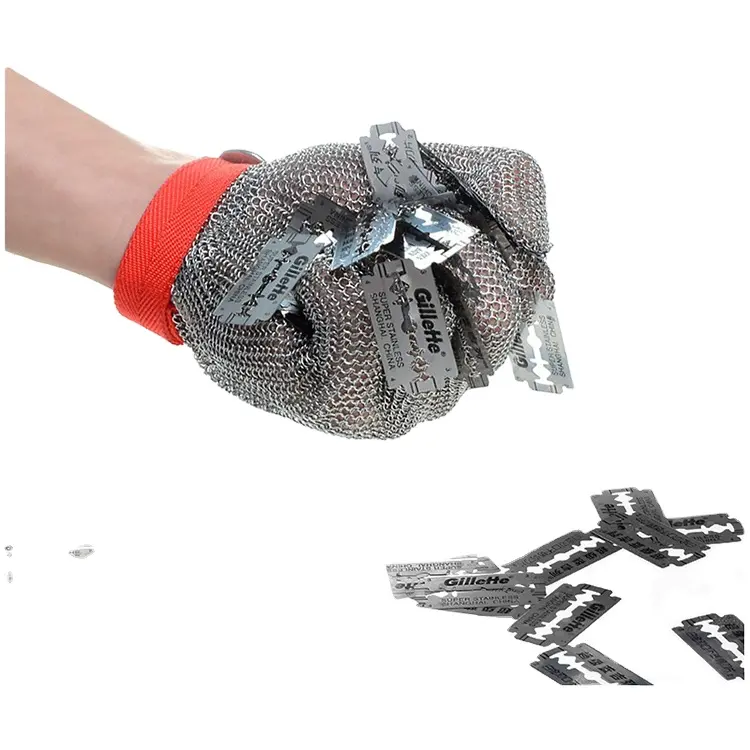 Snit Proof A9 Snijbestendige Roestvrijstalen Draadhandschoen 304 Roestvrijstalen Ketting Metaalgaas Handschoen