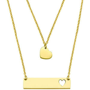 Fashion Mother's Day <strong>Gift</strong> <strong>For</strong> Mom Grandma <strong>Daughter</strong> Stainless Steel Silver 18k Gold Bar Disc Heart Jewelry Necklace - Product Image 1