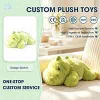Peluche de dinosaure douce personnalisée, dinosaure vert en peluche, jouet animal en peluche, décoration de chambre d'enfant, cadeau de Noël pour enfants