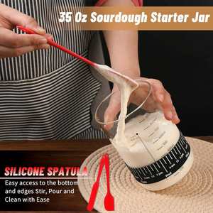 Kit de démarrage de levain à bouche large de 24 oz avec thermomètre, étiquettes, spatule, couvercle en tissu, couvercle en aluminium, écologique et compatible lave-vaisselle - Product Image 3