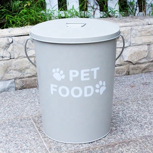 Galvanized Pet Food Bin <strong>Dog</strong> Food Storage Container Metal <strong>Dog</strong> <strong>Treat</strong> <strong>Tin</strong> - Product Image 3