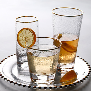 Tasse en verre transparent à motif martelé en or, 1 pièce, gobelet d'eau pour fruits et bonbons - Product Image 3