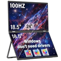 Monitor Portátil Plegable de 18.5 Pulgadas, 100Hz FHD 1080P, Extensor de Pantalla Dual para Laptop, PC, Macbook, Pantalla de Alta Resolución