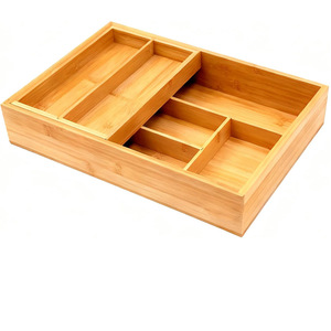 Bamboo Cutlery <b>Storage</b> <b>Box</b> Rectangular Drawer Organizer Eco-Friendly <b>Kitchen</b> Organization Bin 45L Capacity - Product Image 5