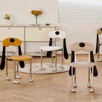 Chaise de style crème mi-siècle, chaise de salle à manger avec dossier en forme de chien et de Mickey, tabouret de coiffeuse pour la maison, la chambre et la salle à manger