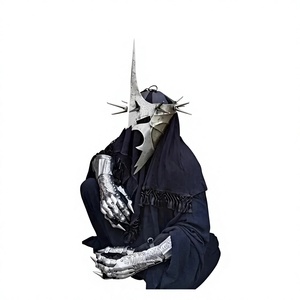 Disfraz de Caballero Medieval con Capucha Negra Hecho a Mano para Adultos, con Casco con Púas, Material de Poliéster, para Uso en Interiores, para Halloween - Product Image 1