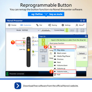 N29 รีโมทพรีเซนเตอร์ไร้สาย 2.4 GHz พร้อมเลเซอร์พอยเตอร์สีแดง, คลิกเกอร์สำหรับการนำเสนอ PPT สำหรับ <span class=keywords><strong>Powerpoint</strong></span> (สีดำหรือสีขาว) - Product Image 5